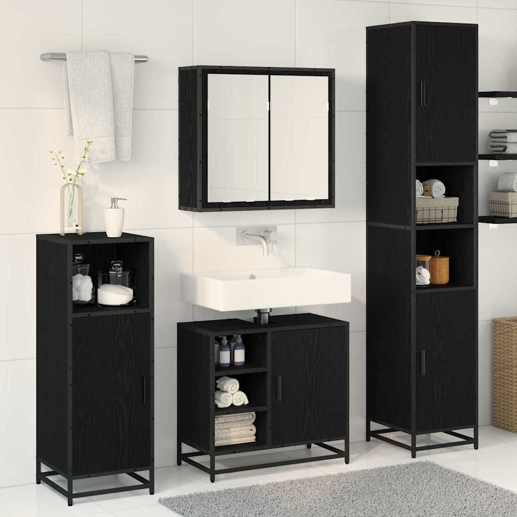 vidaXL Bathroom Furniture Set 3 pcs Black Oak Engineered Wood 4