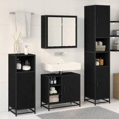vidaXL Bathroom Furniture Set 3 pcs Black Oak Engineered Wood 4