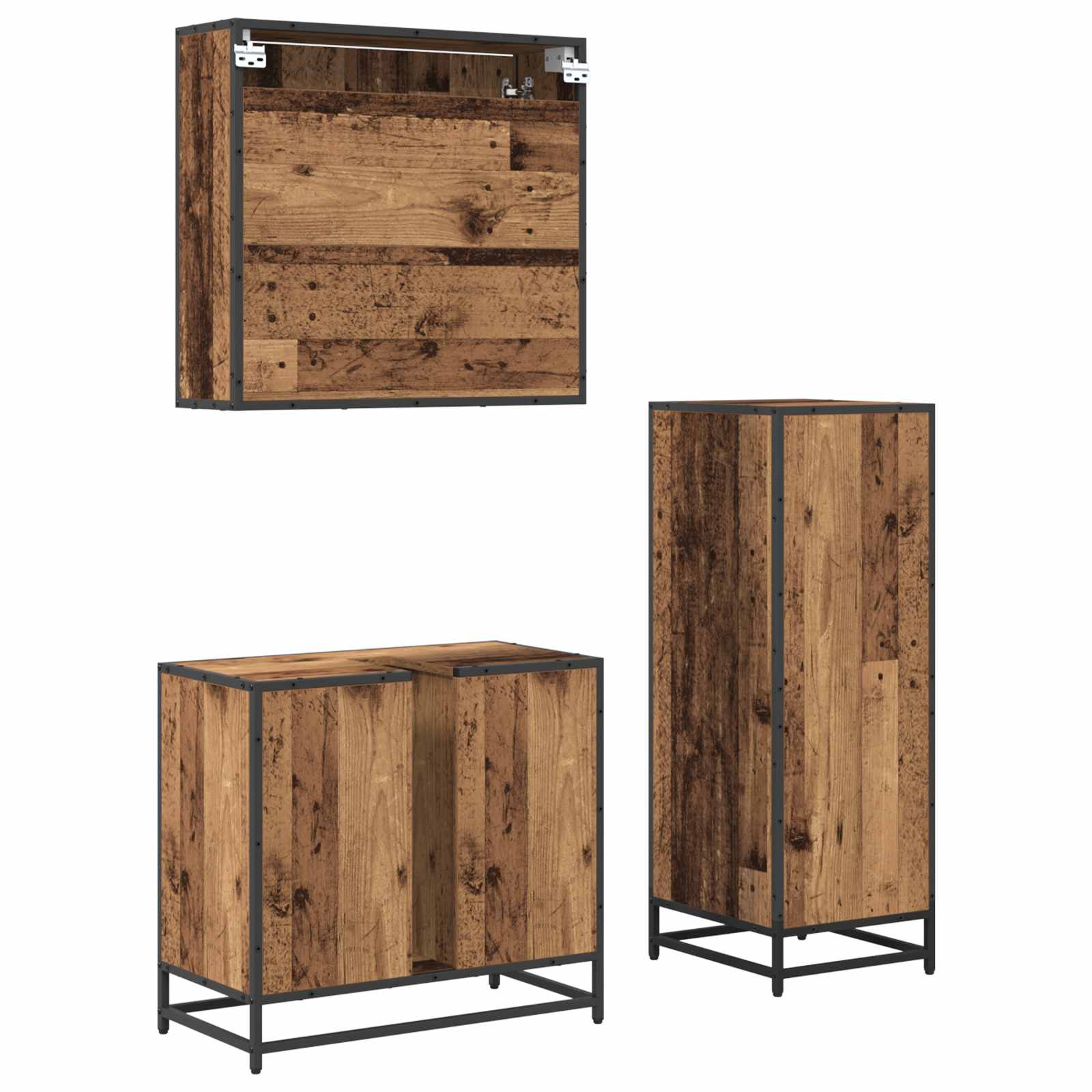 vidaXL Bathroom Furniture Set 3 pcs Old Wood Engineered Wood 4