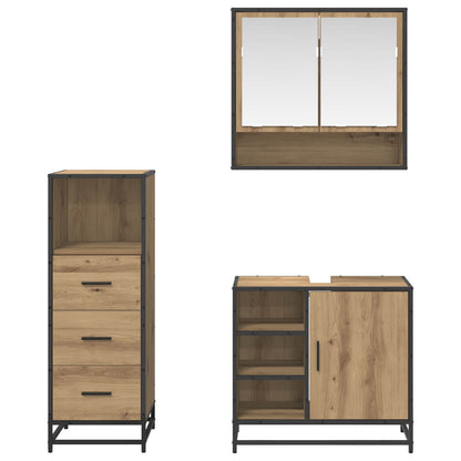vidaXL Bathroom Furniture Set 3 pcs Artisan Oak Engineered Wood 3