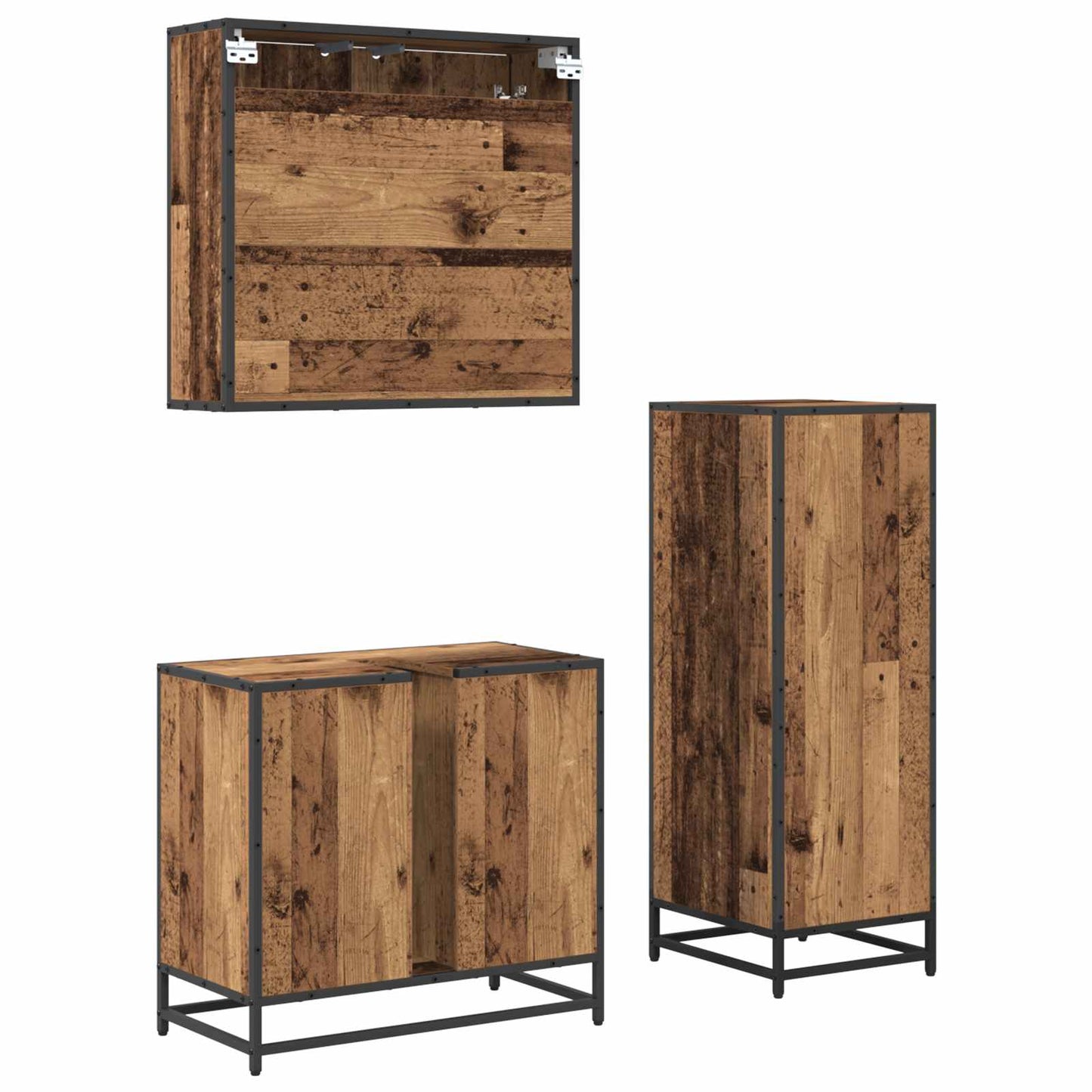 vidaXL Bathroom Furniture Set 3 pcs Old Wood Engineered Wood 4