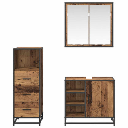 vidaXL Bathroom Furniture Set 3 pcs Old Wood Engineered Wood 3