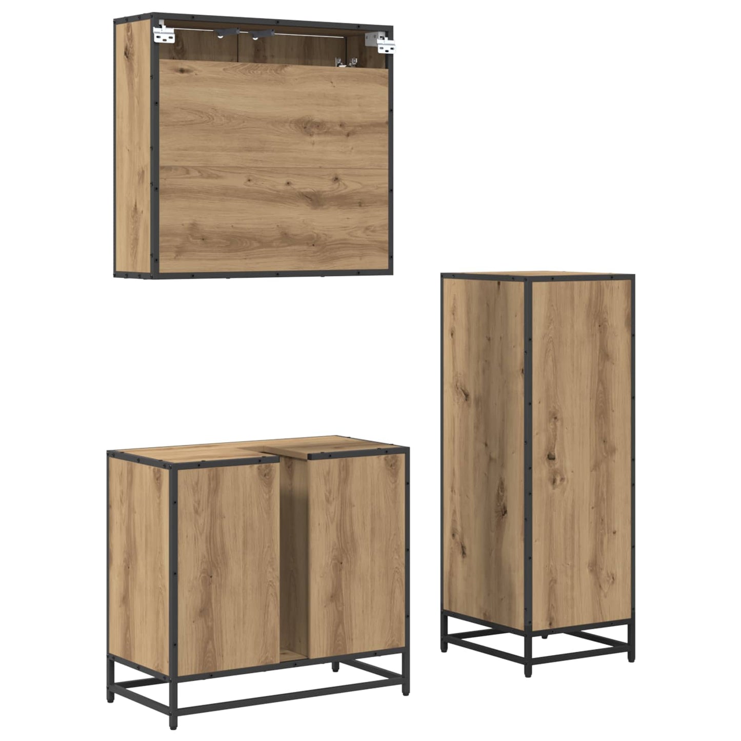 vidaXL Bathroom Furniture Set 3 pcs Artisan Oak Engineered Wood 4