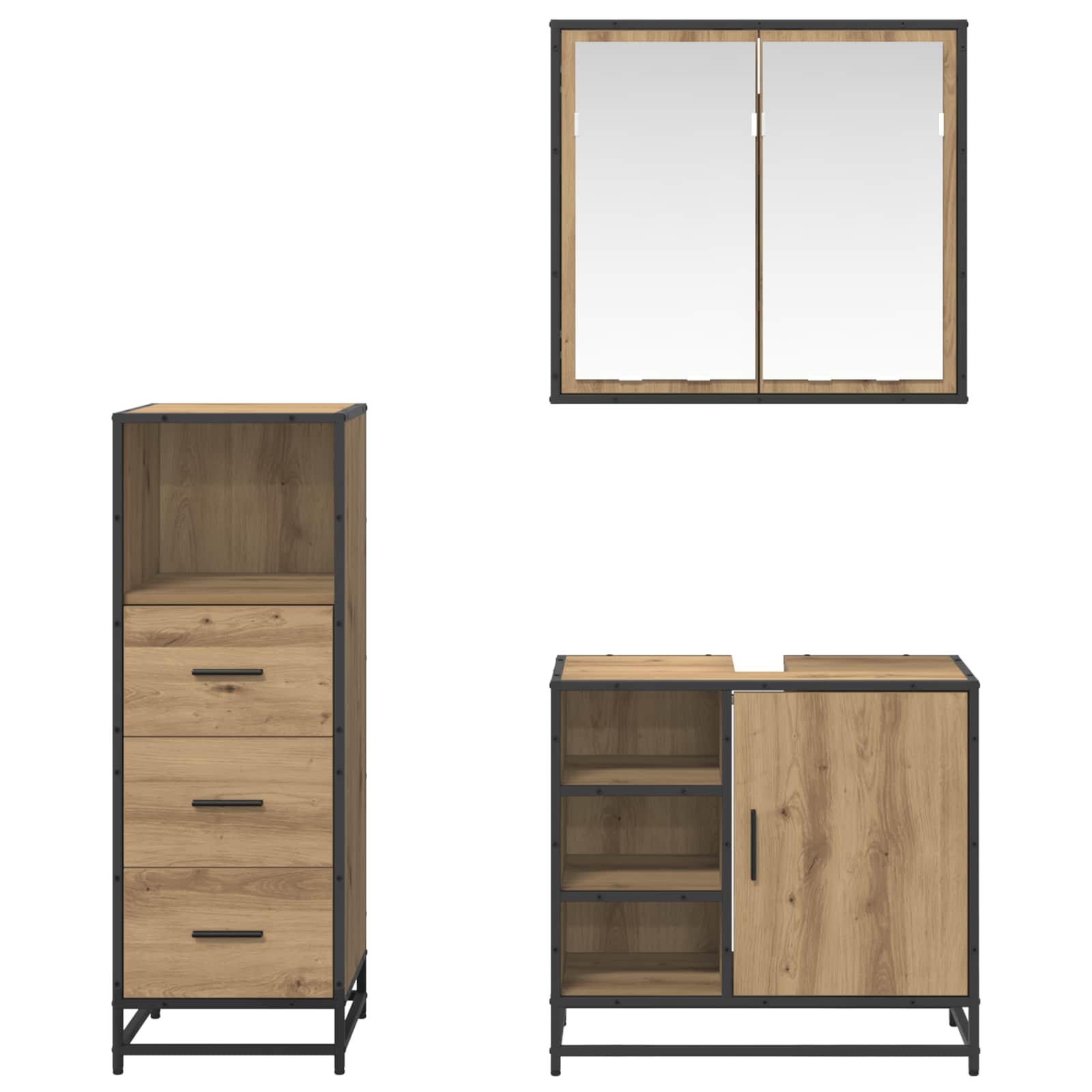vidaXL Bathroom Furniture Set 3 pcs Artisan Oak Engineered Wood 3