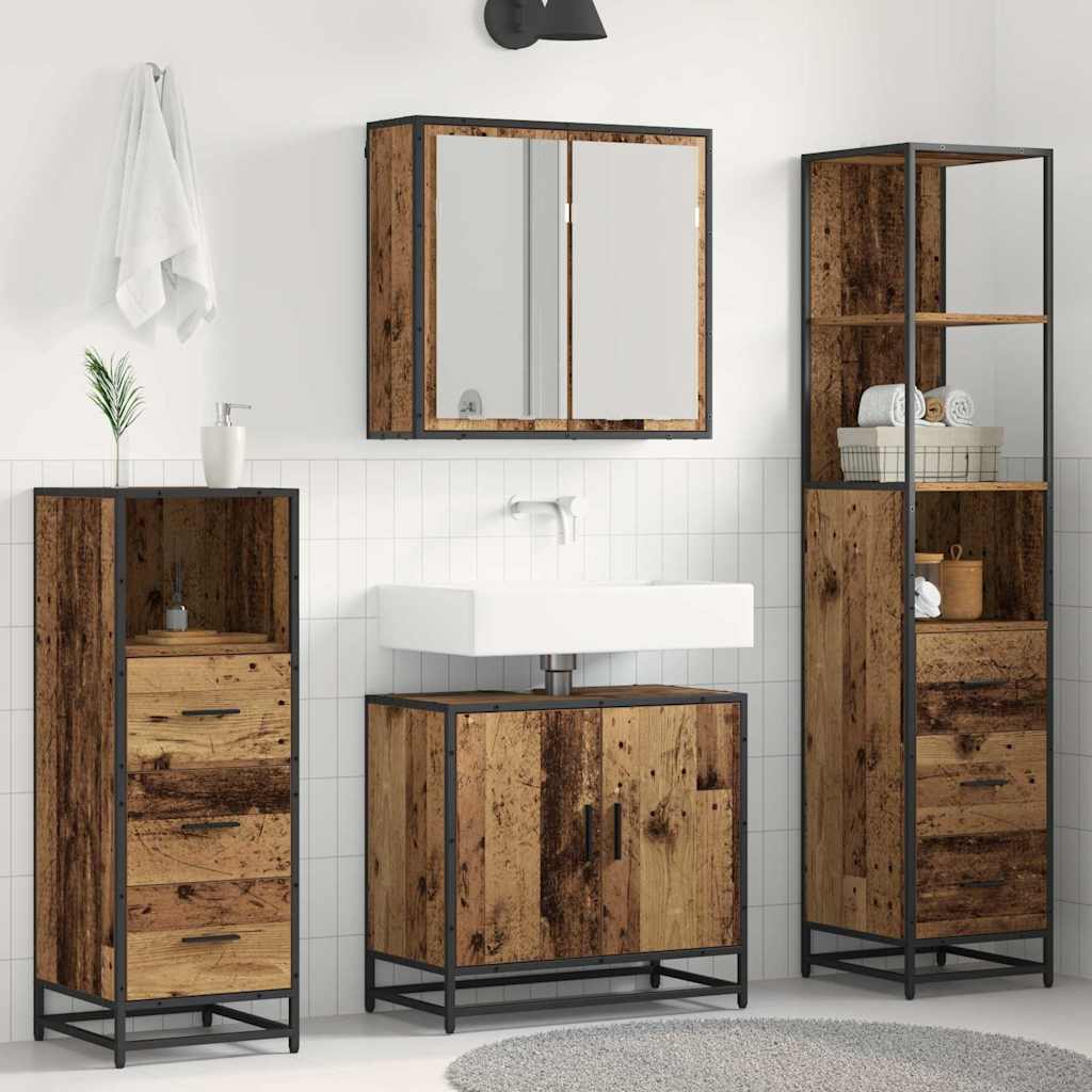 vidaXL Bathroom Furniture Set 4 pcs Old Wood Engineered Wood 1