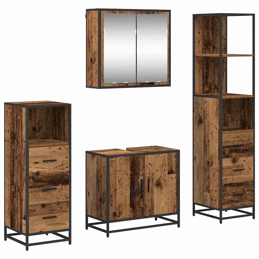 vidaXL Bathroom Furniture Set 4 pcs Old Wood Engineered Wood 2