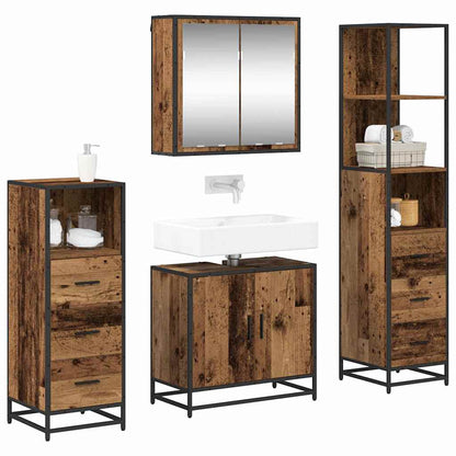 vidaXL Bathroom Furniture Set 4 pcs Old Wood Engineered Wood 3
