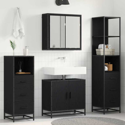 vidaXL Bathroom Furniture Set 4 pcs Black Oak Engineered Wood 1