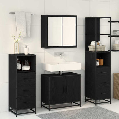 vidaXL Bathroom Furniture Set 4 pcs Black Oak Engineered Wood 4