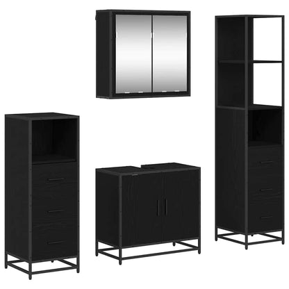vidaXL Bathroom Furniture Set 4 pcs Black Oak Engineered Wood 2