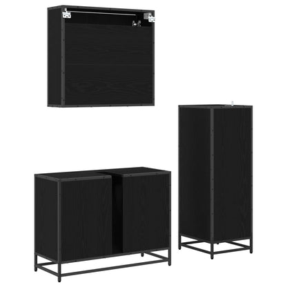 vidaXL Bathroom Furniture Set 3 pcs Black Oak Engineered Wood 4