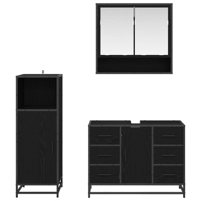 vidaXL Bathroom Furniture Set 3 pcs Black Oak Engineered Wood 3