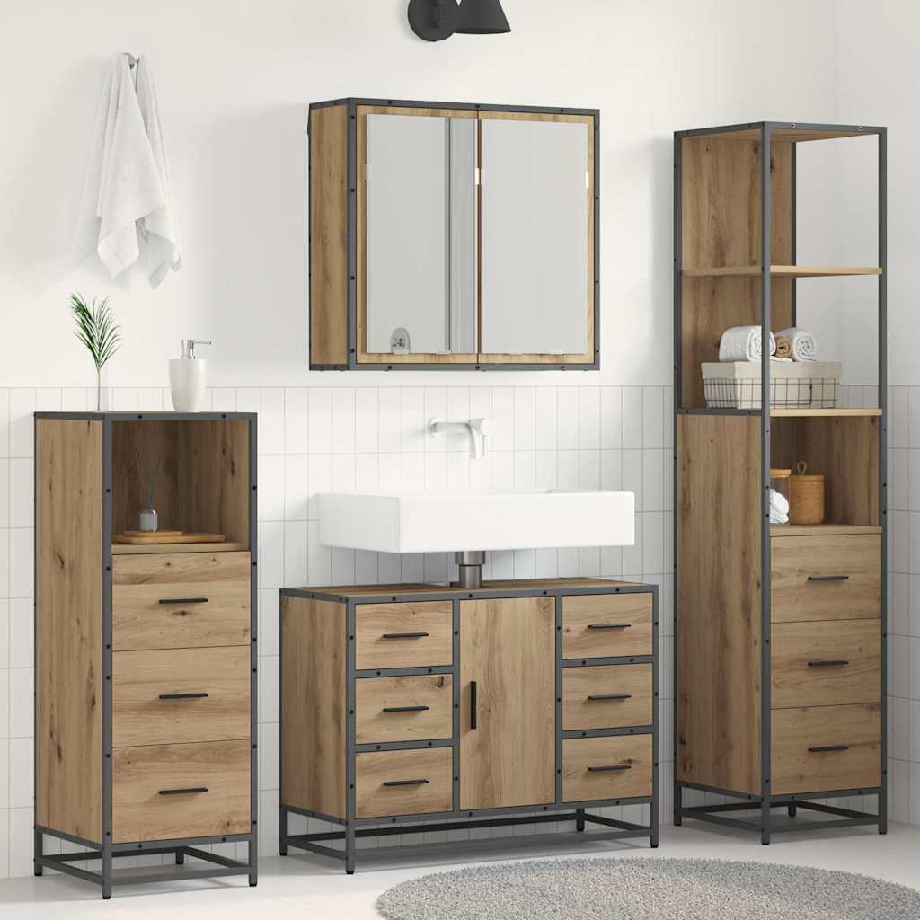 vidaXL Bathroom Furniture Set 3 pcs Artisan Oak Engineered Wood 1