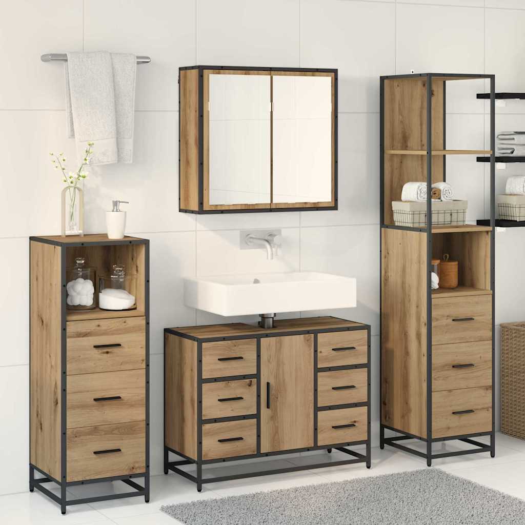 vidaXL Bathroom Furniture Set 3 pcs Artisan Oak Engineered Wood 4