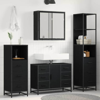 vidaXL Bathroom Furniture Set 3 pcs Black Oak Engineered Wood 1
