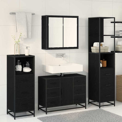 vidaXL Bathroom Furniture Set 3 pcs Black Oak Engineered Wood 4