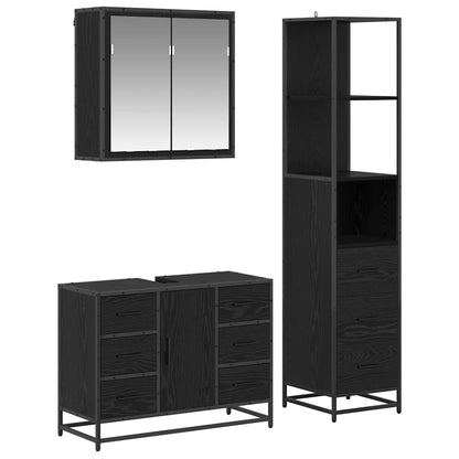vidaXL Bathroom Furniture Set 3 pcs Black Oak Engineered Wood 2