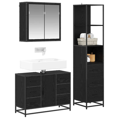 vidaXL Bathroom Furniture Set 3 pcs Black Oak Engineered Wood 3