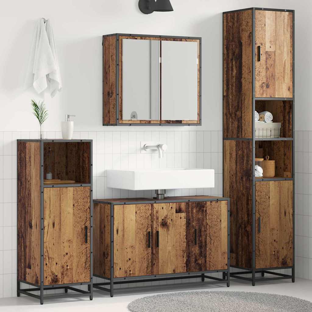 vidaXL Bathroom Furniture Set 3 pcs Old Wood Engineered Wood 1