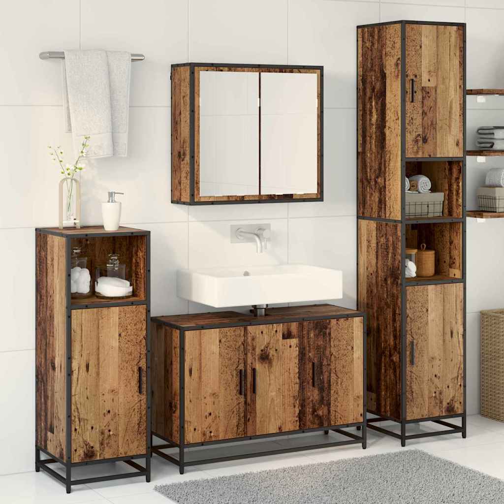 vidaXL Bathroom Furniture Set 3 pcs Old Wood Engineered Wood 4
