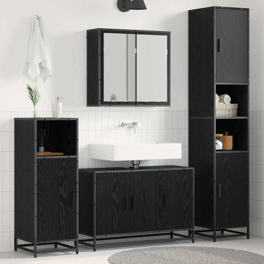 Bathroom Furniture Set 3 pcs 90 x 33 x 60 cm Black oak