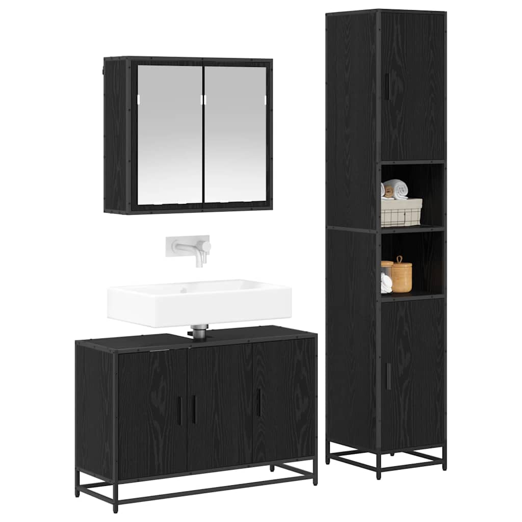 Bathroom Furniture Set 3 pcs 90 x 33 x 60 cm Black oak