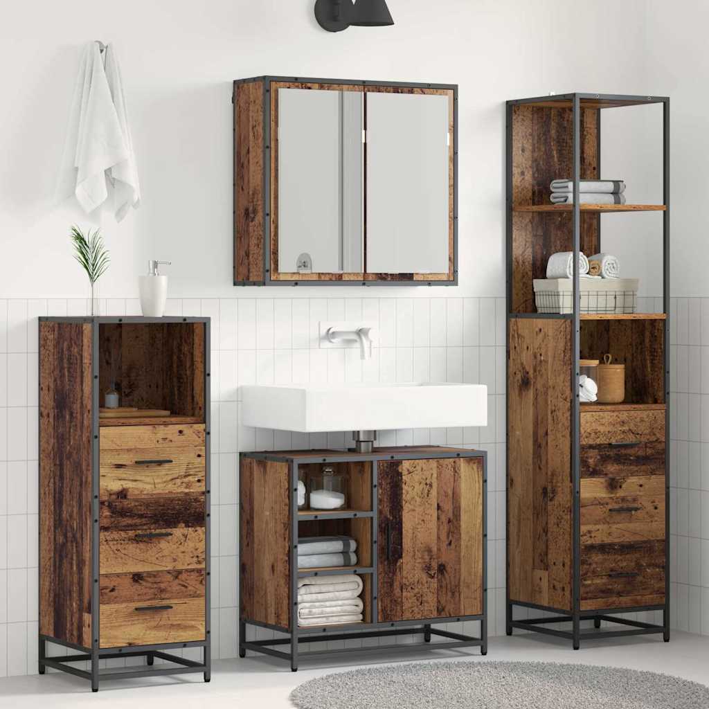 vidaXL Bathroom Furniture Set 3 pcs Old Wood Engineered Wood 1