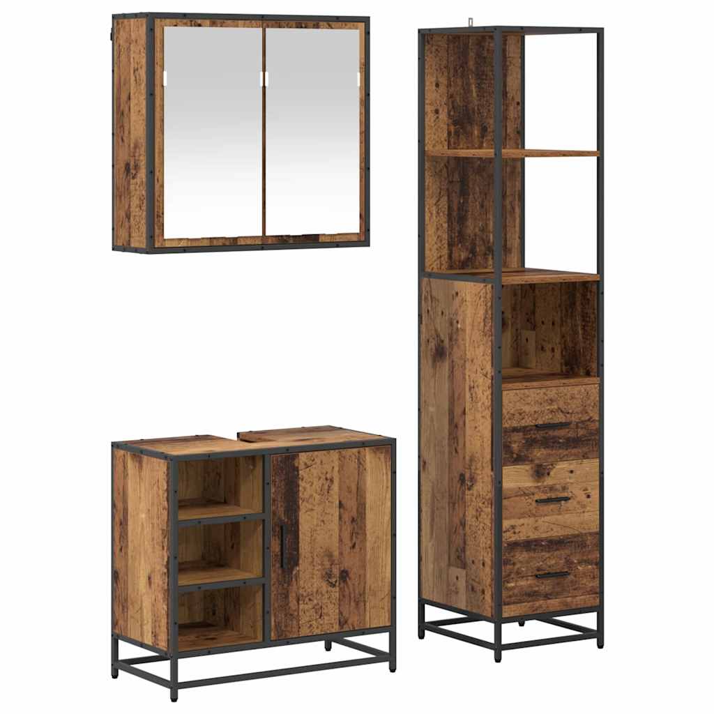 vidaXL Bathroom Furniture Set 3 pcs Old Wood Engineered Wood 2
