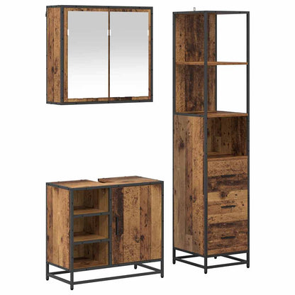 vidaXL Bathroom Furniture Set 3 pcs Old Wood Engineered Wood 2