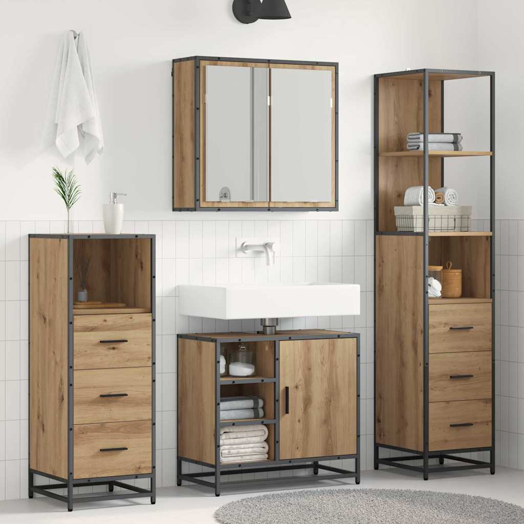 Bathroom Furniture Set 3 pcs Engineered Wood Artisan oak