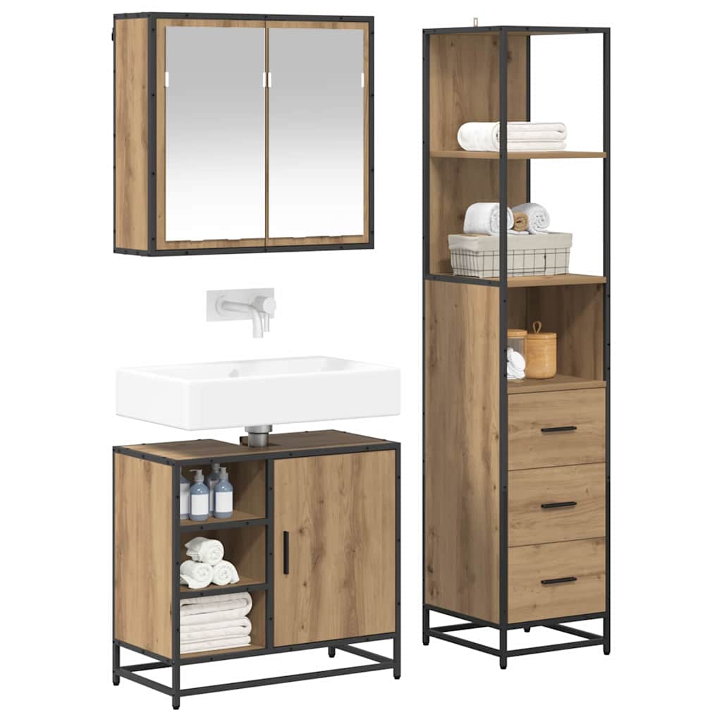 Bathroom Furniture Set 3 pcs Engineered Wood Artisan oak