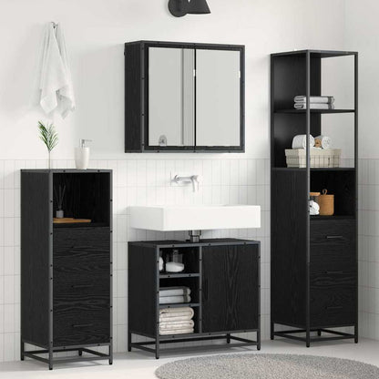 vidaXL Bathroom Furniture Set 3 pcs Black Oak Engineered Wood 1