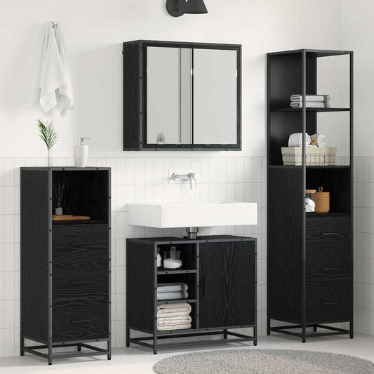 vidaXL Bathroom Furniture Set 3 pcs Black Oak Engineered Wood 1