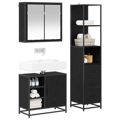 vidaXL Bathroom Furniture Set 3 pcs Black Oak Engineered Wood 3