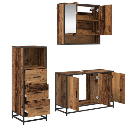 vidaXL Bathroom Furniture Set 3 pcs Old Wood Engineered Wood 5