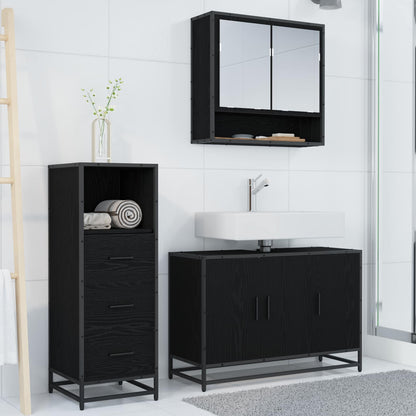 vidaXL Bathroom Furniture Set 3 pcs Black Oak Engineered Wood 4