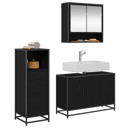 vidaXL Bathroom Furniture Set 3 pcs Black Oak Engineered Wood 3