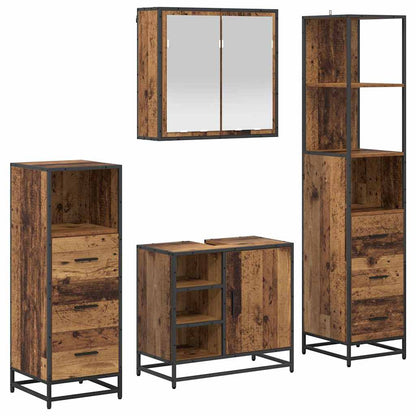 vidaXL Bathroom Furniture Set 4 pcs Old Wood Engineered Wood 2