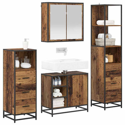 vidaXL Bathroom Furniture Set 4 pcs Old Wood Engineered Wood 3