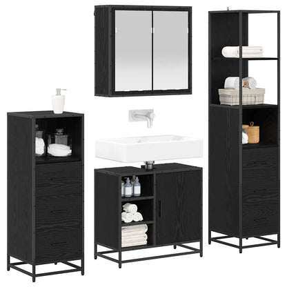 vidaXL Bathroom Furniture Set 4 pcs Black Oak Engineered Wood 3