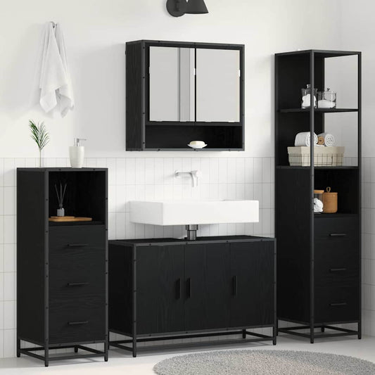 vidaXL Bathroom Furniture Set 3 pcs Black Oak Engineered Wood 1