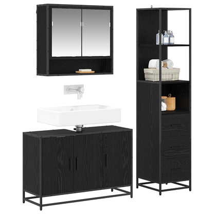vidaXL Bathroom Furniture Set 3 pcs Black Oak Engineered Wood 3