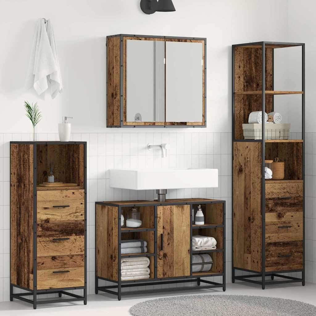 vidaXL Bathroom Furniture Set 3 pcs Old Wood Engineered Wood 1