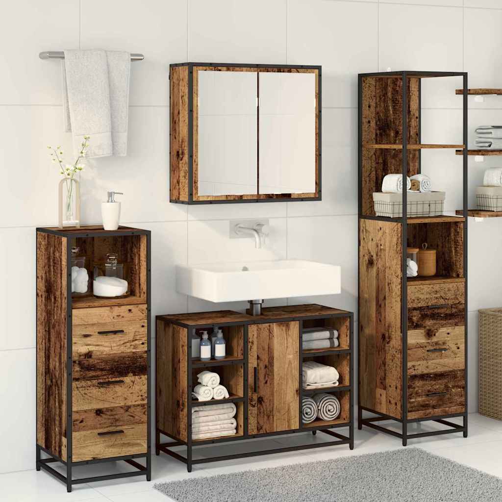 vidaXL Bathroom Furniture Set 3 pcs Old Wood Engineered Wood 4