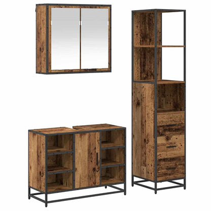 vidaXL Bathroom Furniture Set 3 pcs Old Wood Engineered Wood 2