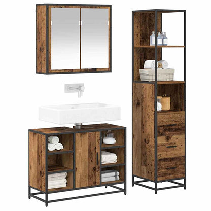 vidaXL Bathroom Furniture Set 3 pcs Old Wood Engineered Wood 3