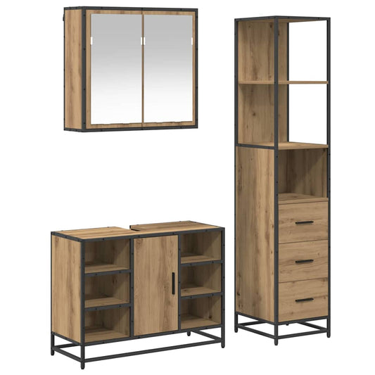 Bathroom Furniture Set 3 pcs Engineered Wood Artisan oak