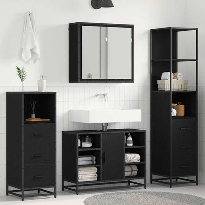 vidaXL Bathroom Furniture Set 3 pcs Black Oak Engineered Wood 1