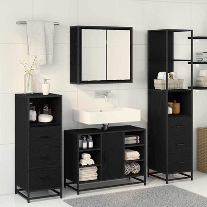 vidaXL Bathroom Furniture Set 3 pcs Black Oak Engineered Wood 4