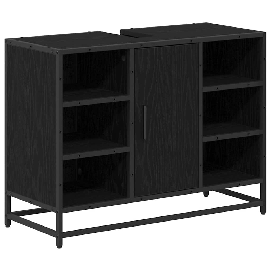 vidaXL Bathroom Furniture Set 3 pcs Black Oak Engineered Wood 5